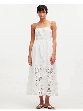 Madewell White Eyelet Maxi Dress with Spaghetti Straps